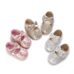 LAFEGEN Baby Girls Mary Jane Flats with Bownot Non Slip Soft Sole PU Leather Newborn Infant Toddler First Walker Cirb Dress Shoes(12-18 Months Toddler 16 Silver)