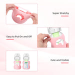 3 Pack Silicone Sleeve for Dr. Brown Wide-Neck Bottle 5 oz, Anti Breakage Bottle Holder for Baby with Tree-Shaped Cutout Design-BPA Free(White+Pink+Purple)
