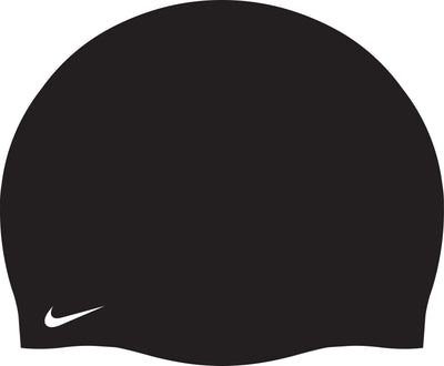 Nike Swim Unisex Solid Silicone Adult Cap, Black/White - OS
