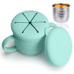 Snack Cups for Toddlers Spill Proof, Stainless Steel Snack Containers for Kids, Reusable Toddler Snack Containers with Lid & Handle, Baby Snack Cups, Dishwasher Safe 2 Pack