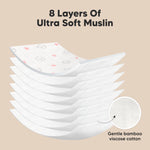 5-Pack Muslin Burp Cloths Baby Boy, Girl - Very Absorbent Baby Burp Cloth Rags, 8-Layers Viscose Derived from Bamboo Cotton Muslin Towel, Super Soft Spit Up Rags, No Shrink Washcloths (Sweet Charm)