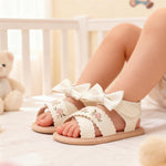 Ohwawadi Baby Girl Sandals Summer Bowknot Dress Flats Embroidered Shoes Tassels Beach Casual Sandal Infant Newborn Crib Shoes