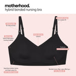 Motherhood Maternity Womens Comfort Nursing Bra with Removable Pads, Wirefree and Seamfree, Breastfeeding Friendly, Black, Large