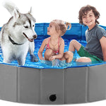 Jasonwell Foldable Dog Pet Bath Pool Collapsible Dog Pet Pool Bathing Tub Kiddie Pool Doggie Wading Pool for Puppy Small Medium Large Dogs Cats and Kids 63" Blue