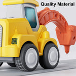 D-KINGCHY Construction Vehicles Kids Play Trucks, Press and Go Bulldozer Excavator Drill Truck and Road Roller, Construction Truck Toys Birthday Christmas Toy for Age 3 4 5 6 7 Years Old