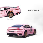 Toy Cars for Kids Age 3-8, Turbo S Alloy Diecast Model Car with Light & Sound, Toy Gifts with Display Base, Pull Back Sports RC Car Toys for Boys & Girls Pink