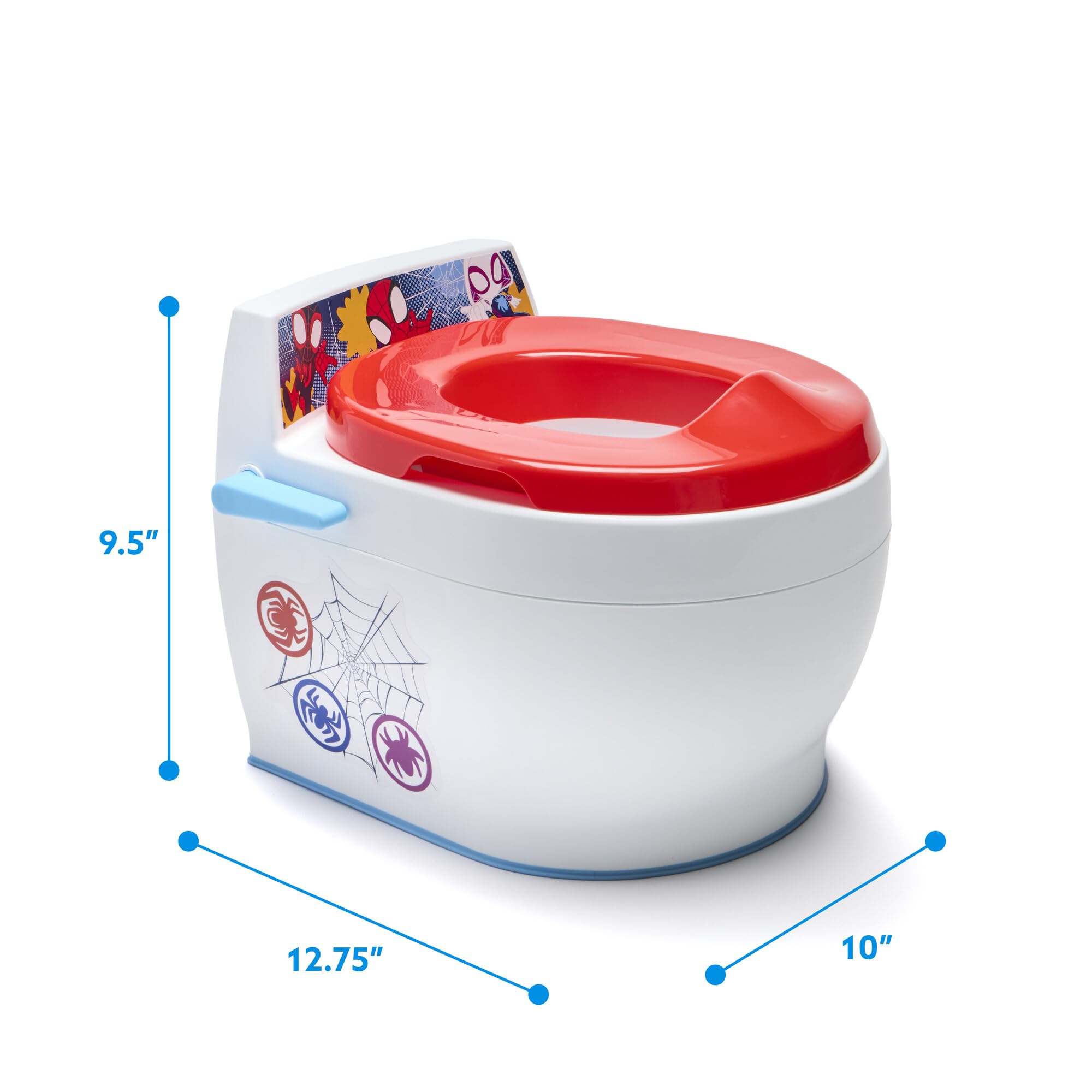 The First Years Spidey and his Amazing Friends Potty Training Toilet - 2-in-1 Potty & Removable Toddler Toilet Seat Attachment with Flush Sounds - Includes Anti-Splash Seat and Non-Slip Grip