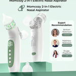 Momcozy BreezyClear™ 2-in-1 Electric Nasal Aspirator for Baby with Spray, 65kPa Hospital-Grade Suction, 4 Adjustable Levels, Quiet & Portable Nose Cleaner with Soothing Light & Music