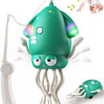 Magic Dancing Octopus Toy - Smart Obstacle-Dodging Robot with LED Light Show & Music, USB Rechargeable Tummy Time Squid Toy for Baby | Electric Crawling Octopus | Interactive Gift for Kids 3+ (Green)