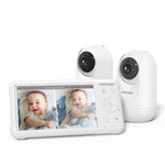 Momcozy Baby Monitor with 2 Cameras 5’’ 1080P Split Screen Video Baby Monitor with Camera and Audio no WiFi for Baby Safety 5000mAh Battery Infrared Night Vision 2-Way Audio 960ft Range Ideal Gift