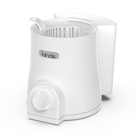 White humidifier with 'kinde' branding on a white background