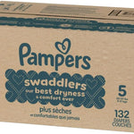Pampers Swaddlers Diapers, Size 5 (20-37 lbs), 132 Count, Absorbent, Keeps Baby Dry and Comfortable, Skin Safe Disposable Baby Diaper (Packaging May Vary)