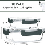 [10-Pack] Glass Meal Prep Containers with Lids, MCIRCO Food Storage Containers with Snap Locking Lids, Airtight Lunch Containers, Microwave, Oven, Freezer and Dishwasher