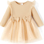 PATPAT Baby Girl Dress Christmas Winter Toddler Birthday Party Tulle Long Sleeve Tutu Dresses 3-24 Months Clothes