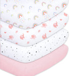 Plushii Crib Sheets for Baby Boys 4 Pack, 28"x 52" Extra Soft Microfiber Crib Sheet Set for Standard Crib & Toddler Mattress Pad, Dinosaur & Elephant & Stars & Navy Blue
