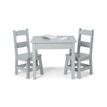 Melissa & Doug Wooden Table & Chairs-Gray Kids Furniture , Grey
