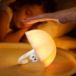 LED Umbrella Night Light, Rechargeable Touch Lamp for Nursery, Bedside Lamp with Cute Animal Design, White (White)