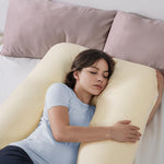 QUEEN ROSE Pregnancy Pillow, U Shaped Full Body Pillows for Sleeping Support, 55 Inch Maternity Pillow for Pregnant Women, Creamy