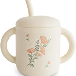 mushie 100% Silicone Training Cup & Straw for Toddlers | 6 Months+ (Whales)