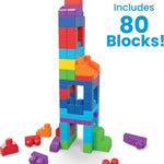 MEGA BLOKS First Builders Toddler Blocks Toys Set, Big Building Bag with 80 Pieces and Storage, Blue, Ages 1+ Years