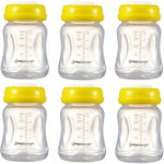 Breastmilk Bottles 6pc Set with Leak Proof Lids by Max Strength Pro, 6.oz 180ml Reusable Wide Neck Bottles Best for Breast Milk Collection & Storage Solution, BPA Free, Fits Spectra & Avent Models
