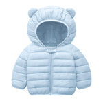 JiAmy 2-3Y Baby Boys Girls Coats Toddler Puffer Jacket Bear Hooded Winter Clothes Outwear Light Blue