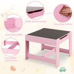 Costzon Kids Table and Chair Set, 3 in 1 Wooden Activity Table for Toddlers Arts, Crafts, Drawing, Reading, Playroom, Toddler Table and Chair Set w/ 2 in 1 Tabletop, Storage Space, Gift for Boy & Girl