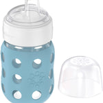 Lifefactory 8-Ounce Wide Neck Glass Baby Bottle with Protective Silicone Sleeve and Sippy Spout, Denim (LG2251WDE4)