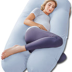 Meiz Pregnancy Pillow, Cooling Pregnancy Pillows for Sleeping, Maternity Pillow for Pregnant Women, Pregnancy Body Pillow with Cooling Jersey Cotton Cover, Blue