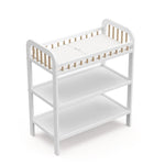 Storkcraft Pasadena Changing Table with Water-Resistant Changing Pad (White with Driftwood) - GREENGUARD Gold Certified, Includes Bonus Water-Resistant Changing Pad with Safety Strap, 2 Open Shelves
