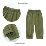 GFQLONG 3 Pack Toddler Boy Girl Casual Basic Plain Soft Trousers Baby Summer Fall Comfy Cotton Linen Bloomers Pants,2pcs-Green,2-3T