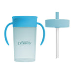 Dr. Brown's Milestones Straw to 360 Convertible Toddler Training Cup Set, 10 oz/300 mL, Interchangeable Silicone Straw and 360 Lids, Blue Ocean, BPA-Free, 9m+, 1-Pack