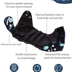 babygoal Reusable Charcoal Cloth Diapers with Double Gussets, 3 Pack Washable Baby Pocket Diapers with 3pcs Charcoal Inserts and Wet Dry Bag(Space,Moon,Star,Rocket)