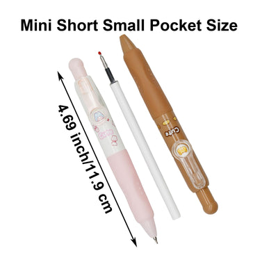 Maydahui 8 Pcs Cute Mini Bunny and Bear Pens Kawaii Rabbit Pen Retractable Short Small Pocket Size Changeable Images Black Ink for Purse Notebook Shcool Office
