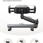 Lamicall Car Headrest Tablet Holder - [3 in 1 Extension Arm] Adjustable Tablet Car Mount for Back Seat, Road Trip Essentials for Kids, for 4.7-11" Device Like iPad Pro, Air, Mini, Galaxy, Fire, Black