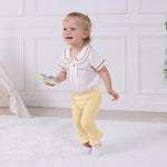 DREAM BUS 5 Pack Baby Pants Toddler Girl Ribbed Ruffle Bell Bottoms Toddler Leggings Baby Boy Pants Newborn Girl Flare Pants