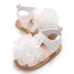 Covvoliy Infant Baby Girls Sandals PU Leather Non-slip Open Toe Summer Sandals Flower Toddler First Walkers Shoes (White Flower, 0_months-6_months)