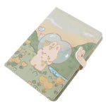 Zeph Hosea Cute Cartoon Notebook Kawaii Journal Notebook Japanese Sketchbook Leather Cover Diary Notepad Travel Notebook,Green