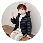 Achiyi Winter Coats Puffer Padded Jacket for Toddler Boys Girls Kids Light Outwear Cute Bear Ears with Hoods Clothing Black 80, 6-12 Months