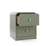 Storkcraft Next Santos 2-Drawer Nightstand (Olive with Natural) – GREENGUARD Gold Certified, Pre-Installed Drawer Tracks for Easier Assembly, Nightstand Organizer for Kids Bedroom