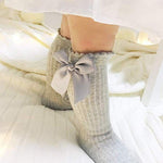 American Trends Baby Knee High Socks Tube Long Stockings for Girls Boys Newborn Infants Toddlers Ruffled Uniform Socks Bow-Knot 12-36 Months