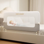 Baby Bed Rail Guard, 59in Thickened Toddler Bed Rail for Toddlers, Extral Tall Swing Down Kids Child Safety Side Railing Guards/Rails for Twin, Full, Queen, King Bunk Size Bed, White/Grey, 27”H