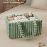 Blissful Diary Flannel Diaper Caddy Organizer, included Gift Packaging, Cozy Nursery Storage Basket, Gift for Baby Shower, Newborn Essentials, Sage Green