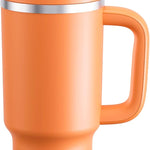 40 oz Tumbler with Handle and Straw: Stainless Steel Insulated Tumbler Keeps Cold for 24 Hours, Leakproof Travel Cup Fits in Cup Holder and BPA-Free, Cotton Candy