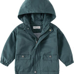 Volunboy Toddler Boys Windbreaker Casual Outerwear Kids Lightweight Zip Hooded Jacket Baby Cute Dust Coat