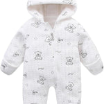 Fairy Baby Newborn Baby Bear Onesie Thin Fleece Footie Romper Snowsuit Hooded Jumpsuit Bodysuit Winter Outwear Boy Girl 0-12M