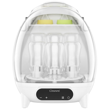 White glass drying rack with 'Cinowni' branding on a white background