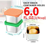 HTEVW 6Pack 6oz Stainless Steel Snack Containers for Kids, Easy Open Leak Proof Metal Toddler Snack Containers with Silicone Lids, Stackable Metal Toddler Lunch Box for Daycare, School and Travel