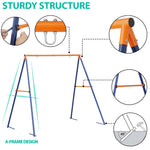 SUPER DEAL Saucer Swing with Stand for Kids Outdoor, 40 inch Swing Set with Heavy Duty Metal A Frame and Adjustable Ropes for Backyard Playground Park, 440lbs Purple
