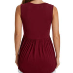 Xpenyo Womens Maternity Tank Top Sleeveless Lace Crochet Trim Peplum Cami Shirts Wine Red XL